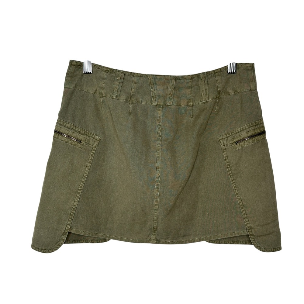 NEW Free People Nevada Utility Mini Skirt 2 Green Cargo Asymmetrical Zip Pocket - Picture 8 of 14